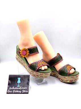 Spring Step L'ARTISTE Women Virgie Floral Platform Sandals Size 10.5 2229